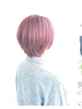 ヘアメイク オブジェ(hair make objet) ハイトーンピンク ショート     KAI