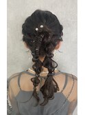 華やかポニーツイン編み下ろしアレンジ☆☆