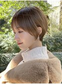   大人ショートボブ丸みショートカットマッシュショート前髪あり