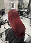 髪質改善トリートメントで艶々サラサラ、レッドカラー♪
