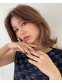 メルティーカラー小顔ミディアムレイヤー20代30代