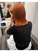 ★20代30代40代ぱつっとボブ大人可愛い美人オレンジカラー梅田
