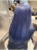 20代30代大人可愛い艶感アッシュスカイブルーケアブリーチ