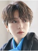 韓国マッシュフェザーパーマニュアンスパーマセンターパート黒髪