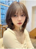 顔周りカットミディアムレイヤーハッシュカットレイヤーボブ