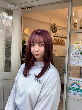 シェノン(CHAINON) ウルフミディアムフォギーギーピンクベージュ梅ヶ丘美容室