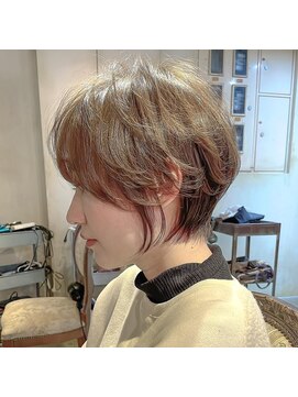 髪質改善と縮毛矯正の専門店 サンティエ(scintiller) 大人綺麗な小顔襟足スッキリショートボブ　30代40代50代