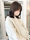 切りっぱなしロブ×オリーブベージュ