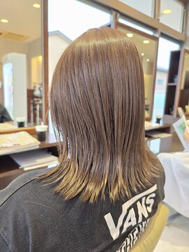 ヘアメイク アリエス 岩切店(HAIR MAKE aries) ロングボブグレージュ 仙台 岩切 20代 30代 ブリーチ無しカラー