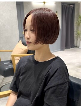 バートランド 白楽(Bertland) 島田/ボルドーカラー ミニボブ ブリーチ無し 秋冬 ワインレッド