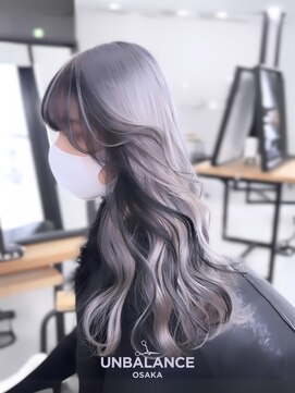 アンバランスオオサカ(UNBALANCE OSAKA) ★ツートンカラー/ロングレイヤー/ハイトーン/ホワイト【JUNYA】