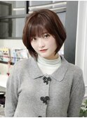 ショートボブ ひし形レイヤー くびれ 小顔 髪質改善 縮毛矯正