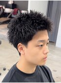 熊本 スパイキーショート パーマ アップバング MEN'S HAIR