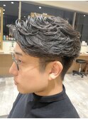【Hale】ブルーブラックフェザーパーマニュアンスパーマ原宿眉毛