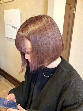 ボブ/ピンクベージュ/ブリーチ/姫カット/宇都宮