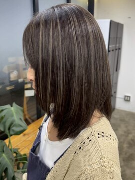 エガオ 藤沢店(EGAO) ミディアムレイヤーハイライトカラー細めハイライトグレージュ