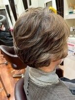 美容室ヒラトヤ 都南店&nbsp;白髪ぼかしハイライト暗髪カラー艶カラー顔周りカットミセスヘア
