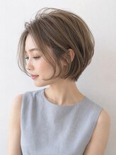 ソレイユカラー トヨカワ(SOLEIL COLOR TOYOKAWA) ショートボブニュアンスハイライト白髪ぼかし明るめグレージュ