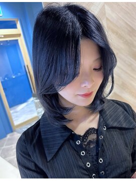 アース いわき店(HAIR&MAKE EARTH) ブルーブラックのくびれレイヤーミディアム