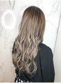 ほつれウェーブ×パールグレージュ×ハイライト