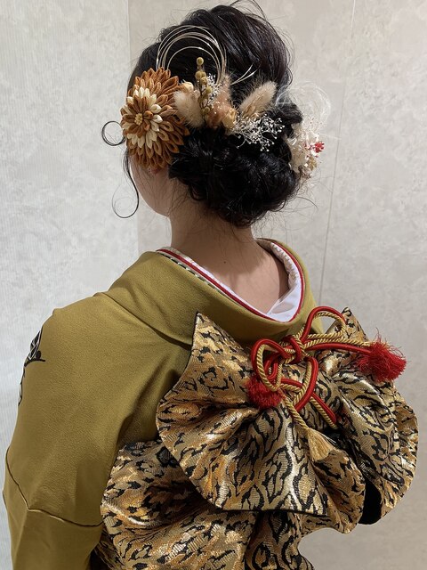 金粉・水引・ヘアアレンジ！成人式ヘアセット