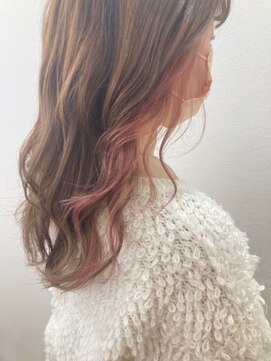 フロート 小阪店(float) インナーカラー_マロンベージュ Aラインボブ かきあげ