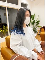 コムヘアー(COM HAIR)&nbsp;ラフウェーブ。グラデーションカラー。ブルー。