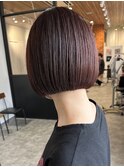 大人ガーリー 透明感シースルーバング小顔 パッツンボブ