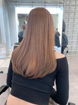 サンクプロジェクト(cinq PROJECT) 韓国風顔周りレイヤーカットミルクティーベージュブラウンカラー