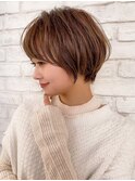 小顔丸みショート/ブリーチなし透明感カラー/大宮
