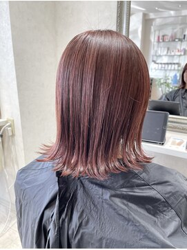 ヴィフ ヘアアンドデザイン(Vif hair&design) 透明感ピンク（ブリーチなし）×ぱっつん外ハネボブ