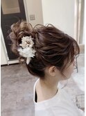 ブライダルお団子ヘアセット ルーズアップ