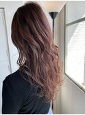 ピンクラベンダーバレイヤージュロング_セミウェットウェーブ