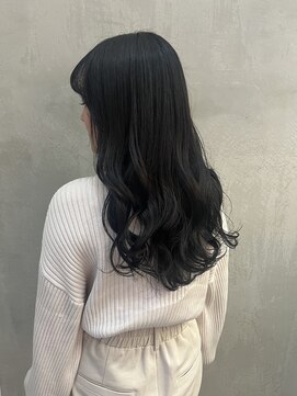 ロンドエニカ 大宮(Lond enika) 韓国レイヤーブルーブラックぱっつんボブブリーチなし[大宮]