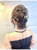 ヘアセット/結婚式/ヘアアレンジボブ/顔周りレイヤー