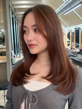 ロンド ボーイ 表参道(Lond BOY) ミニウルフチェリーブラウンブリーチなしレイヤー韓国前髪/原宿