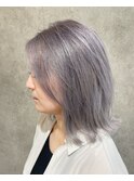 ホワイトパープル透明感ブリーチカラーレイヤーカット