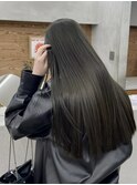 ロング オリーブカラー 艶髪 透明感カラー