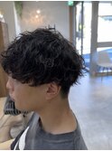 ベリーショート/ダークアッシュ/ニュアンスパーマ/韓国マッシュ