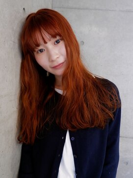 オーオシカシカスペース(OOO YY Space) オレンジブラウン×ロングパーマで外国人風ヘア