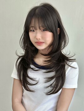 ライン(LINE) 韓国風/レイヤー/前髪カット/オリーブ/透明感/ハッシュカット