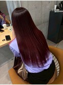 艶感ワインレッド×美髪ストレート