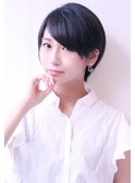 丸みショート 黒髪ベリーショート 毛先パーマ