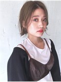 外はねボブグレージュハイライト透明感カラー