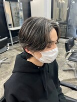 メンズサイドパートロングメンズハイライト韓国ニュアンス