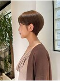 マッシュショート/ニュアンスカラーベージュ/小顔クールショート