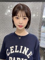 メゾンアクア 表参道(Maison ACQUA) +切りっぱなしボブルフ/黒髪ネビージュ/小顔ワンレン/縮毛矯正