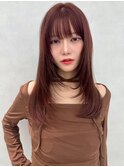 イメチェン/似合わせカット/フルバング/レッドブラウン/中野 