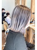 バレイヤージュグレージュハイライトダブルカラーケアブリーチ
