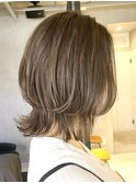 調布レイヤーミディアムショートボブウルフミニボブベージュ前髪